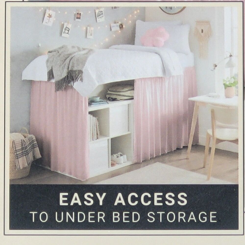 Rachel Zoe Blush Pink Lofted Dorm Bed Skirt Pretty Coquette College 39x80x42 NWT